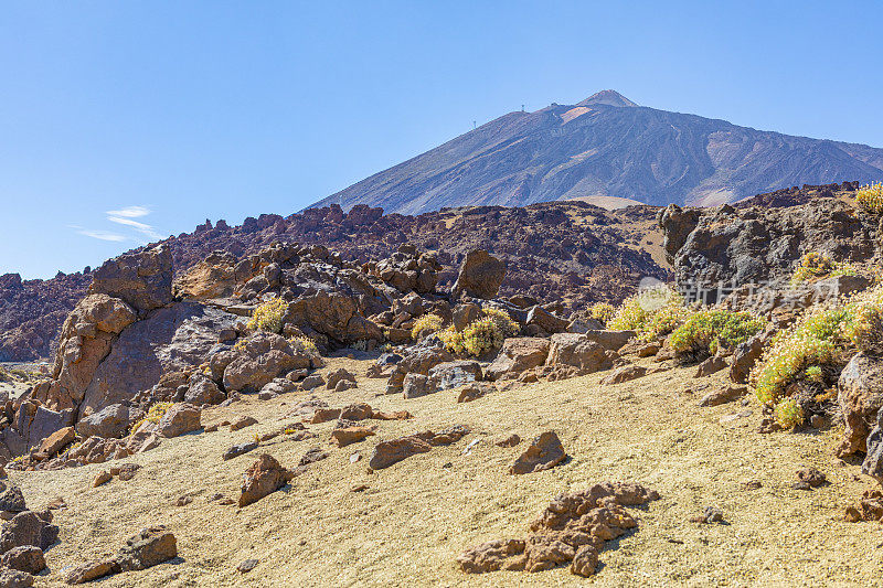 泰德国家公园，Minas de San José，火山岩石嵌入拉皮利斜坡。特内里费,加那利群岛